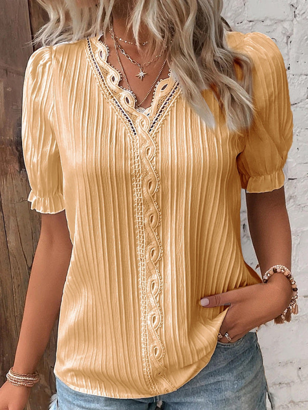 Hollow Short Sleeve Summer Blouse