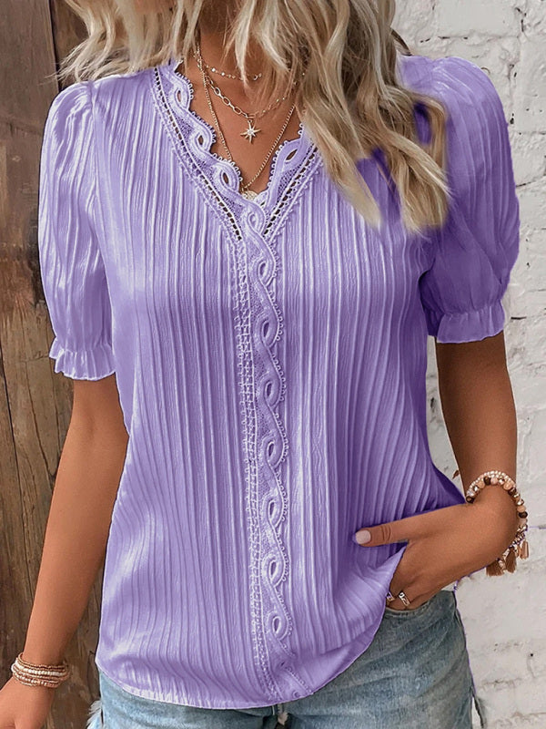 Hollow Short Sleeve Summer Blouse