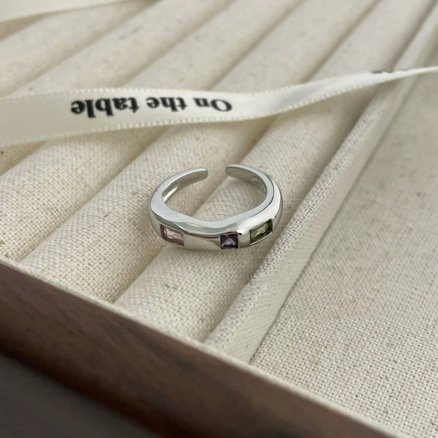 Small Colored Love Zircon Ring
