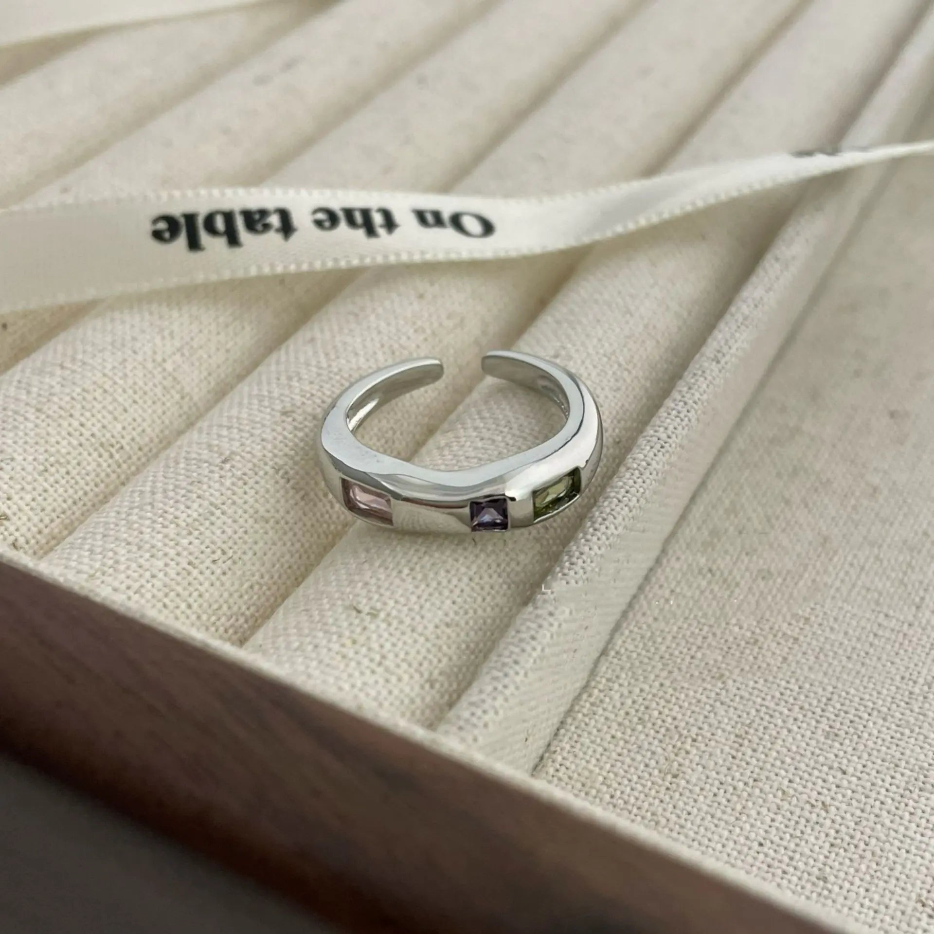 Small Colored Love Zircon Ring