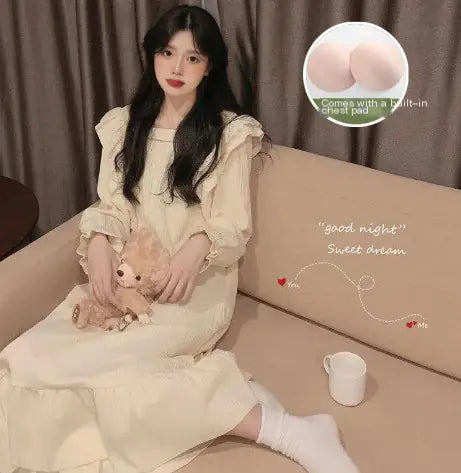 Princess Style Long Sleeve Cotton Sleep Dress