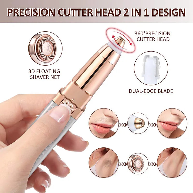 2-in-1 Flawless Facial Hair Remover & Eyebrow Trimmer | USB Rechargeable, Painless & Portable | Random Color best product
