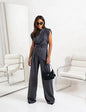 Elegant Women's Summer Two-Piece Set with Wide Pants