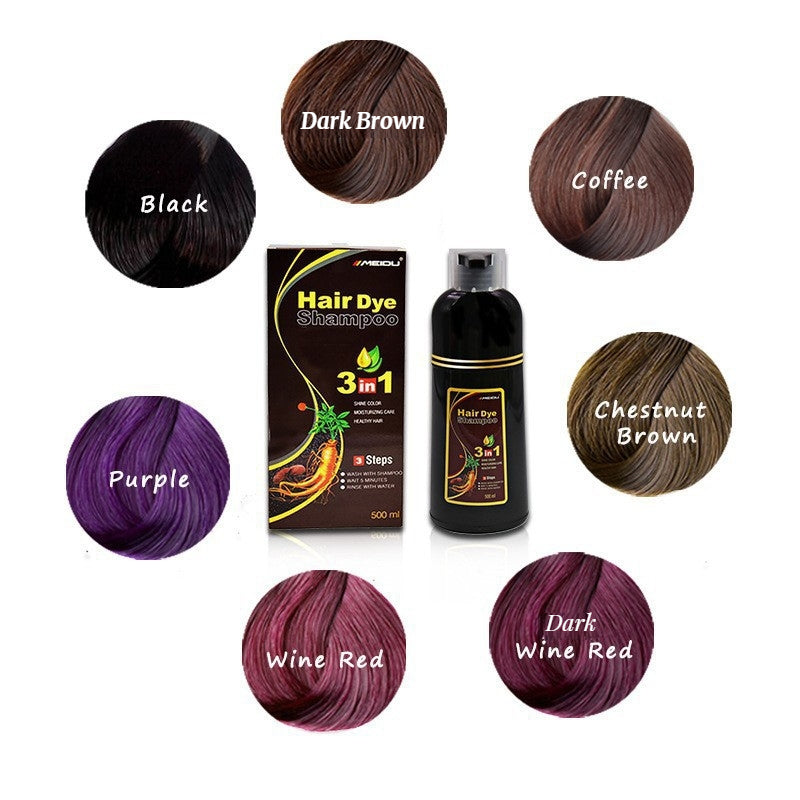 3-in-1 Natural Black Herbal Hair Dye Shampoo